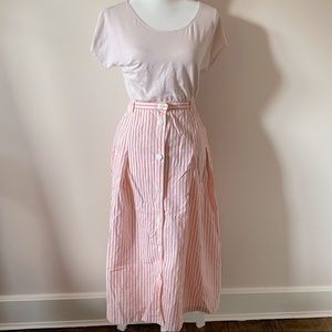 Vintage orange and white striped midi skirt sz 20